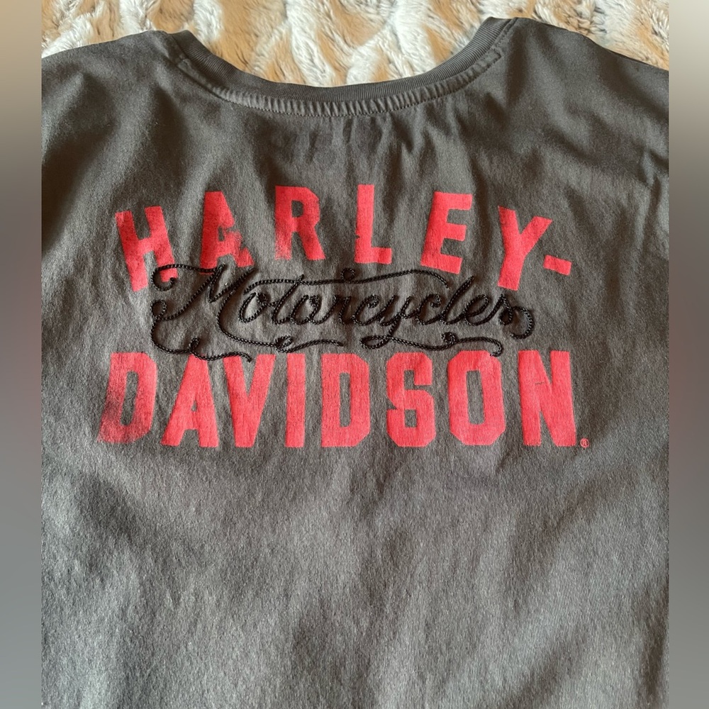 Harley-Davidson tee.